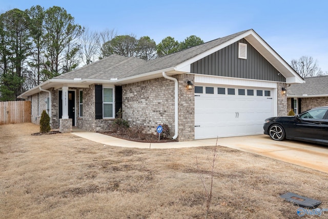 ranch-style house featuring a garage