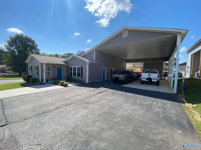 view of front of house featuring a carport