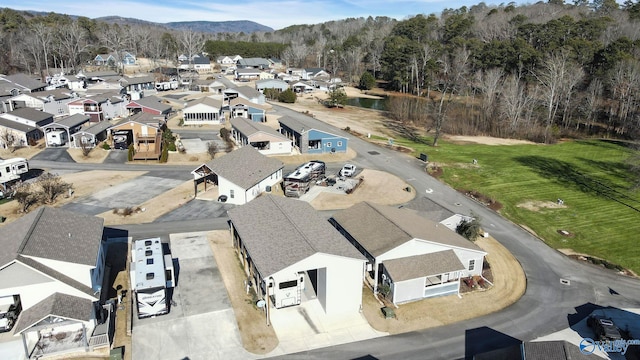 birds eye view of property featuring a residential view and a mountain view