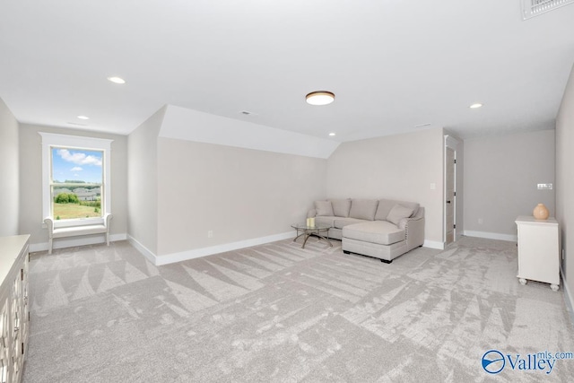 217 Idle Creek Dr, Huntsville, AL 35811 - unfurnished room with light carpet, recessed lighting, baseboards, and lofted ceiling