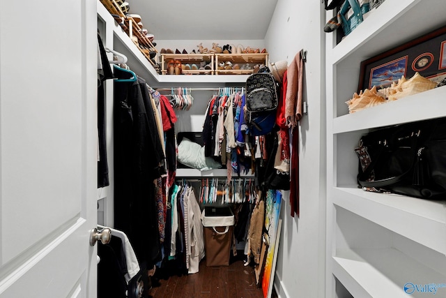 spacious closet with wood finished floors