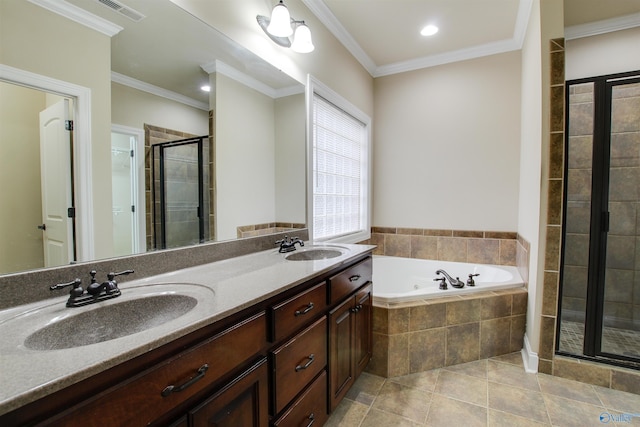 full bath featuring crown molding and a sink