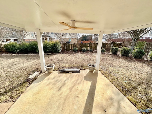 view of patio / terrace featuring ceiling fan