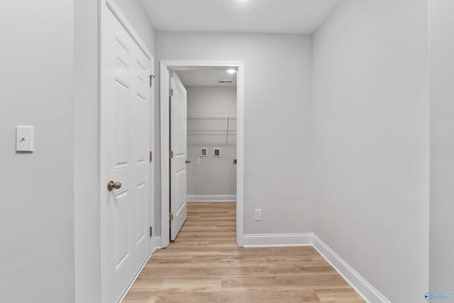 hall featuring light wood-type flooring