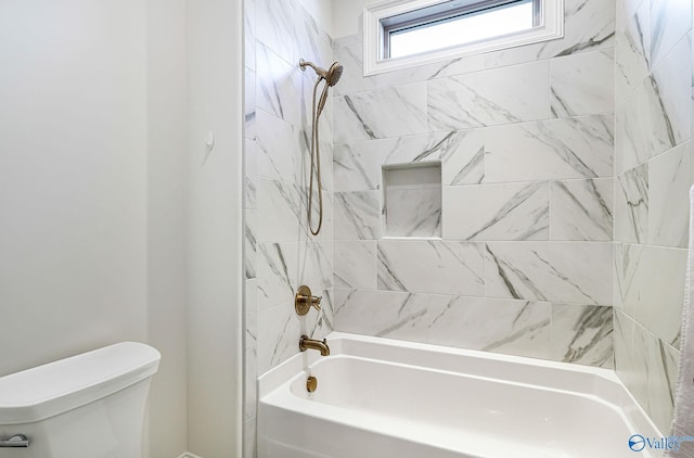 full bath featuring toilet and shower / washtub combination