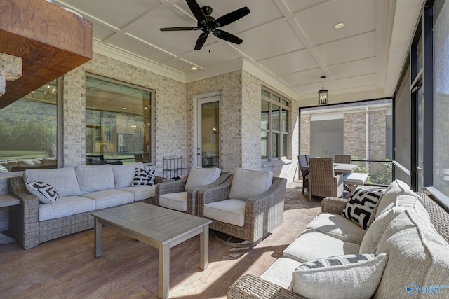 view of patio / terrace featuring a ceiling fan and outdoor lounge area