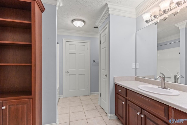 full bathroom featuring vanity, tile patterned flooring, and a closet