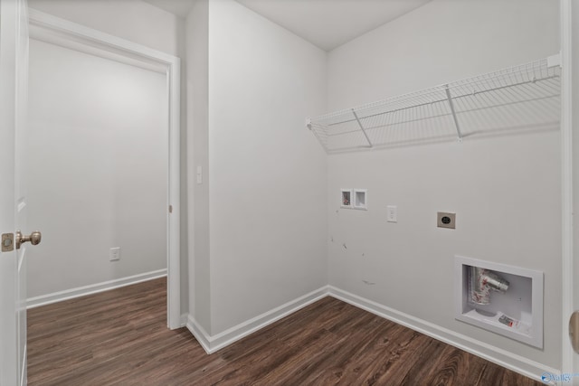 138 Barlow Way, Owens Cross Roads, AL 35763 - washroom with hookup for a washing machine, laundry area, dark wood finished floors, and electric dryer hookup