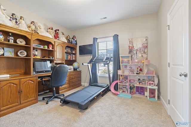 office space with light carpet