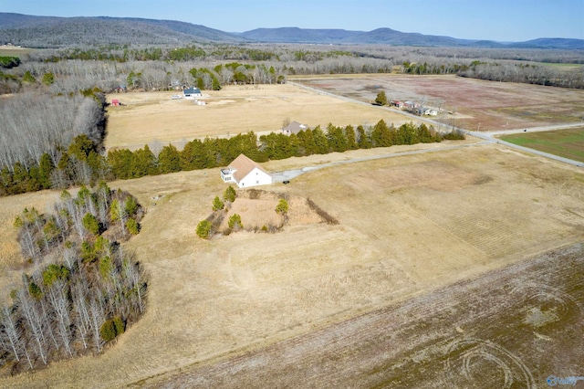 aerial view with a mountain view and a rural view