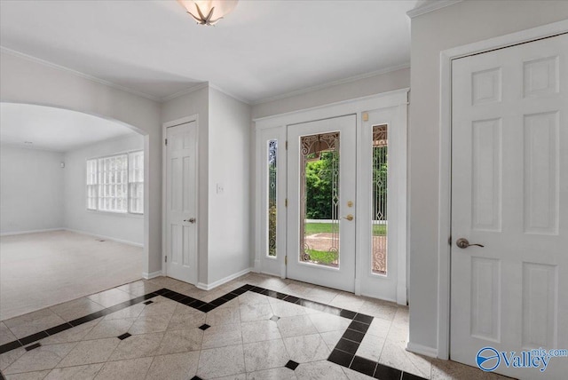 foyer entrance with crown molding