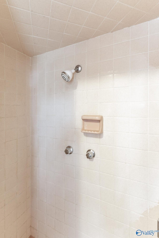 bathroom with a tile shower