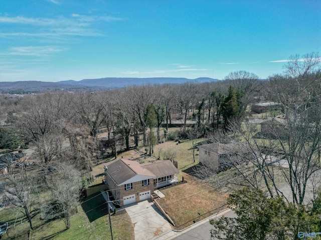 bird's eye view with a mountain view