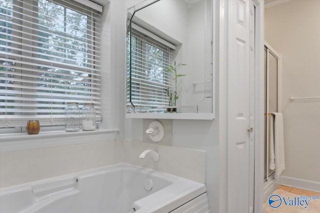 bathroom with a washtub