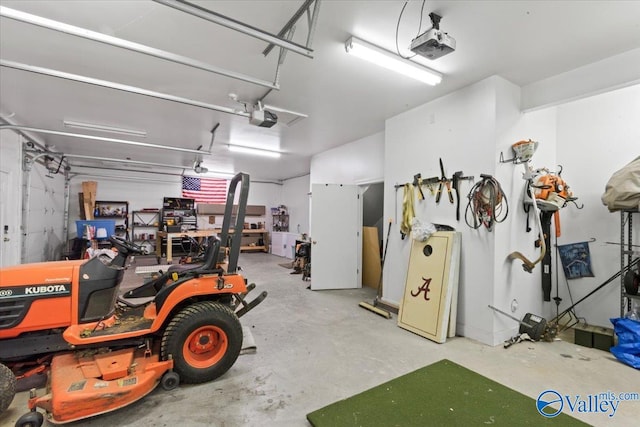 garage with a garage door opener