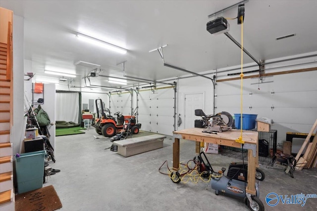 garage with a garage door opener