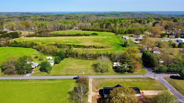 aerial view with a rural view