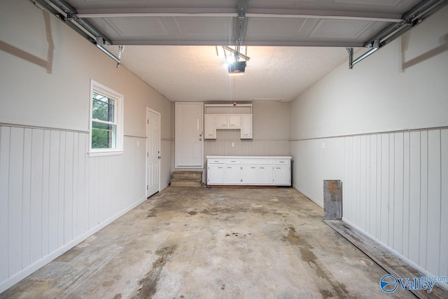 garage with a garage door opener