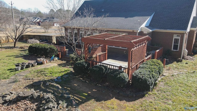 exterior space featuring a wooden deck