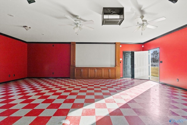 spare room with crown molding