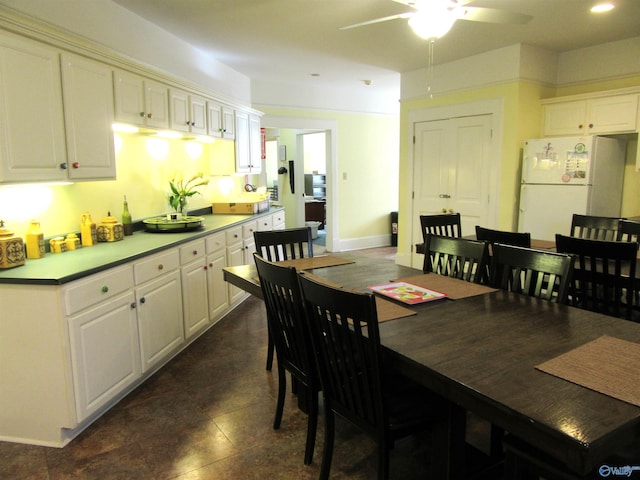 dining area featuring ceiling fan