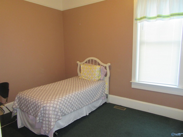 carpeted bedroom with multiple windows