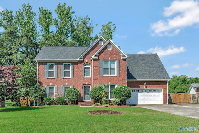 133 Raccoon Trce, Huntsville, AL 35806 - colonial-style house with brick siding, driveway, a garage, and a shingled roof