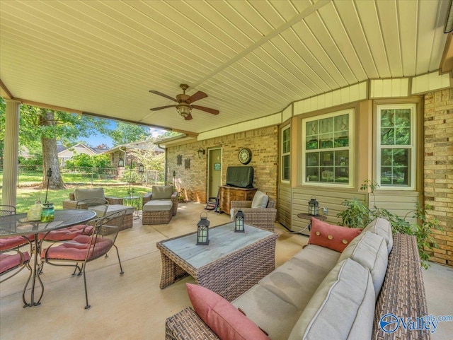 view of patio / terrace with an outdoor hangout area and ceiling fan