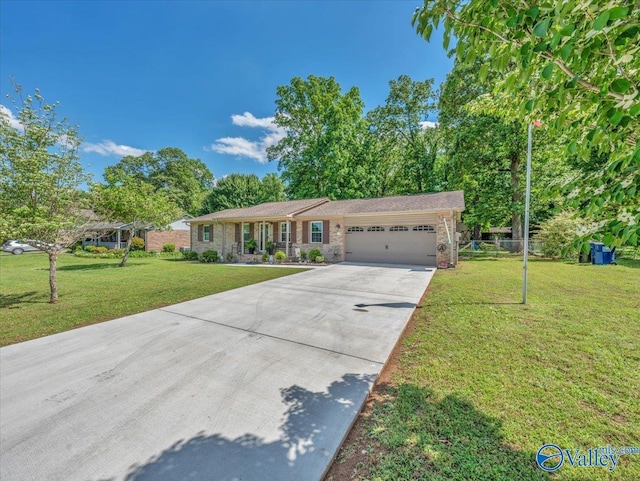 ranch-style home with a garage and concrete driveway