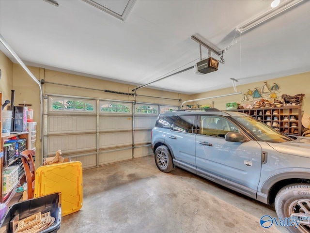 garage with a garage door opener