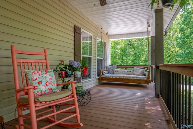 wooden deck with covered porch