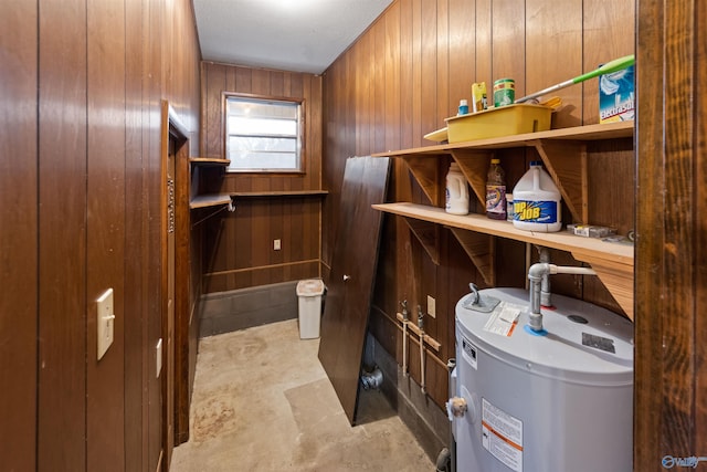 storage room featuring water heater