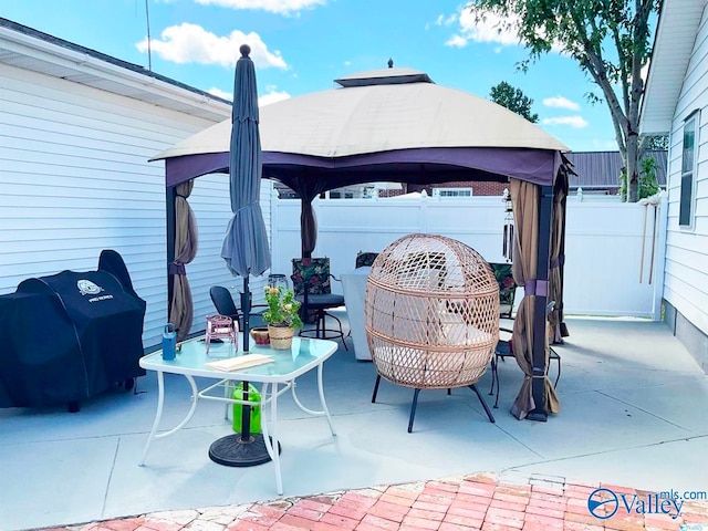 view of patio / terrace featuring a gazebo