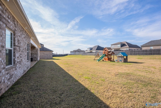 view of yard with a playground