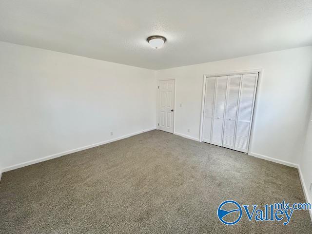 unfurnished bedroom with carpet and a closet