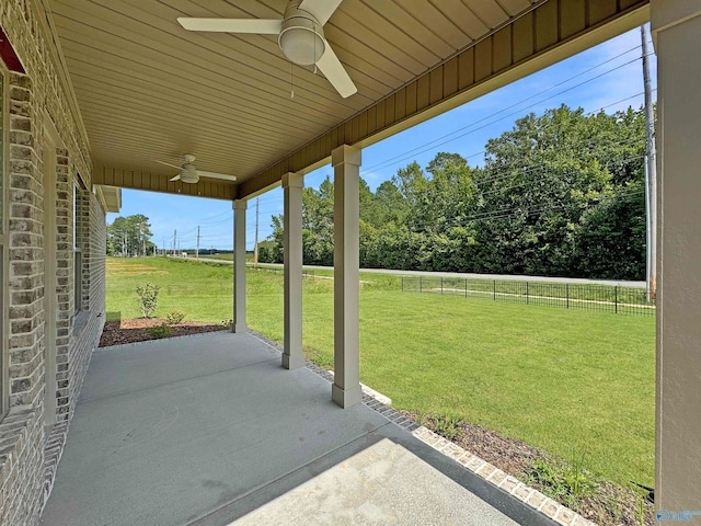 view of patio with ceiling fan