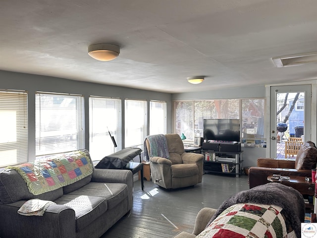 living area featuring hardwood / wood-style flooring