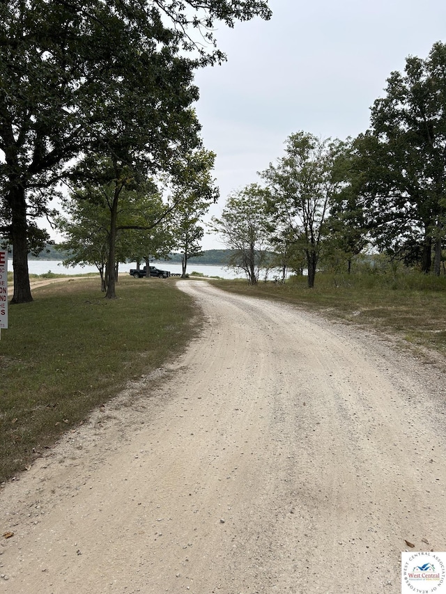 view of road featuring a water view