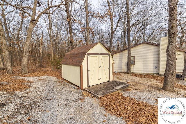 view of shed