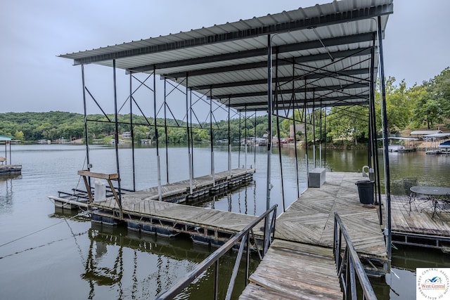 view of dock featuring a water view