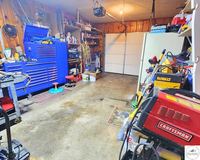 garage with a garage door opener