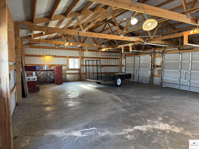 garage with metal wall