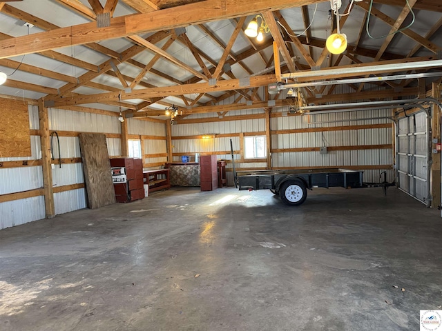 garage with metal wall