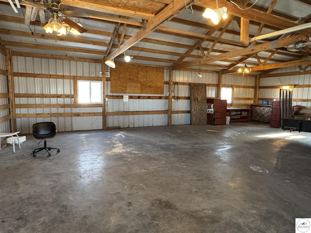 garage with metal wall