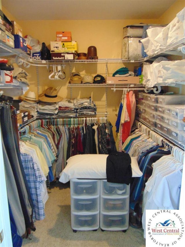 spacious closet with carpet flooring