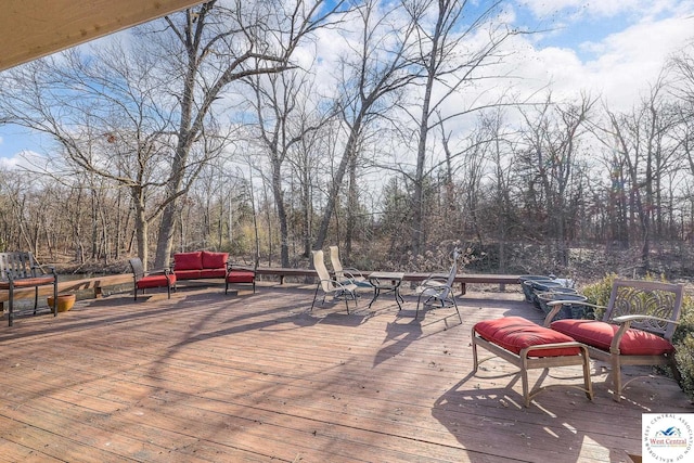 deck featuring an outdoor living space