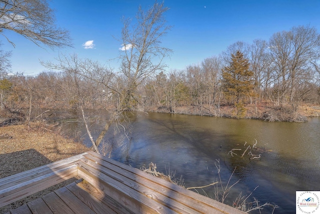 view of dock featuring a water view