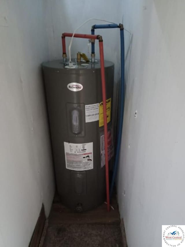 utility room featuring water heater