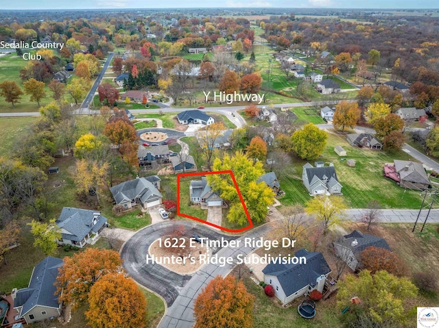 bird's eye view featuring a residential view