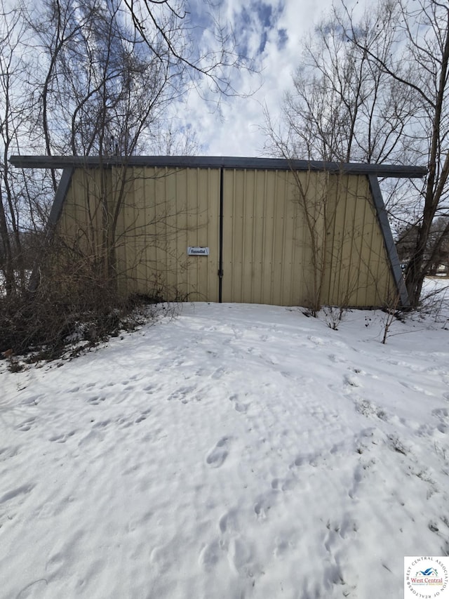 view of snow covered structure